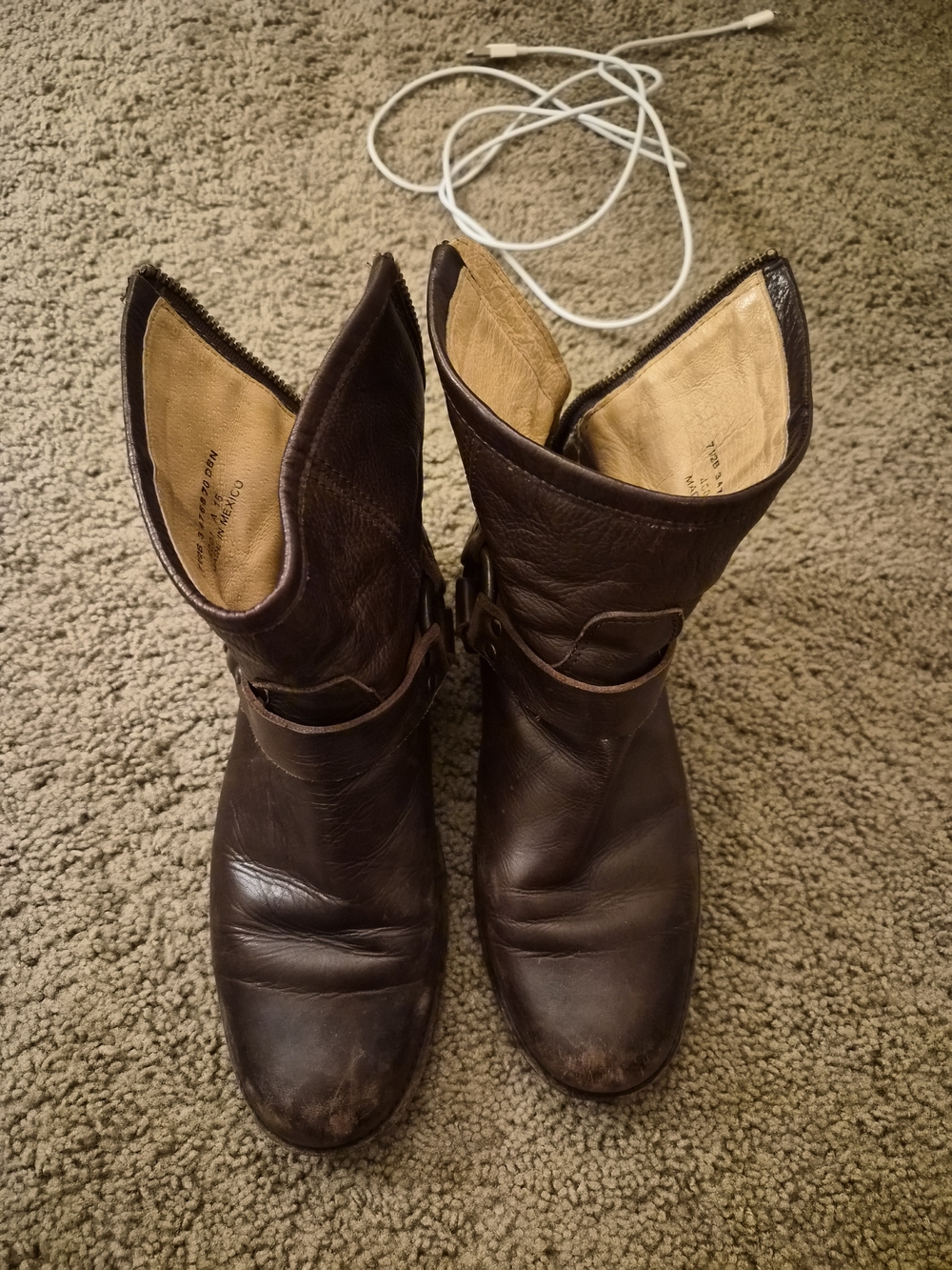 Frye Brown Buckle Ankle Boots